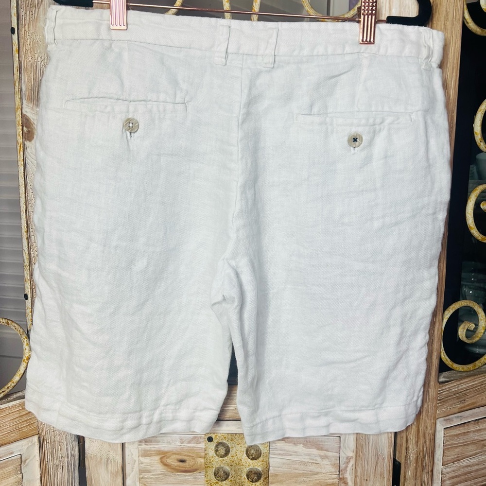 Zara Bright White 100% Linen Men's Shorts